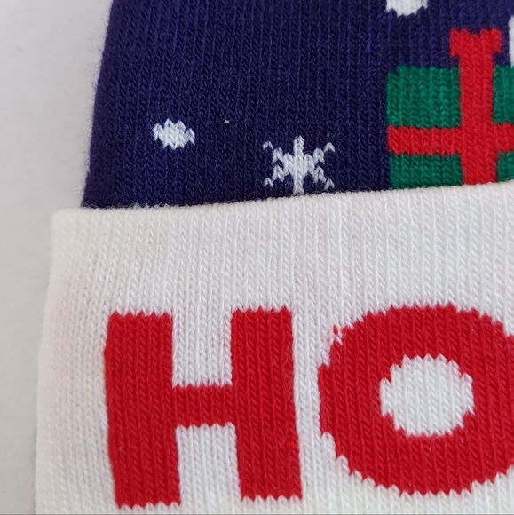 Christmas Beanie Hat Women Men Knit Navy Blue Pom Christmas Hat Beanie Winter - Picture 9 of 12